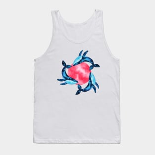 Three space watercolor whales and pink bubble Tank Top